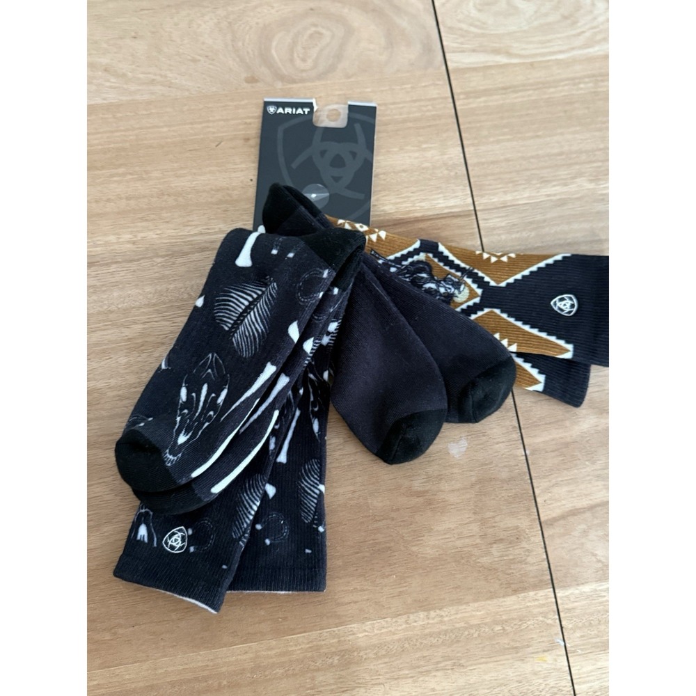 Ariat Southwest Rider Graphic Crew Socks 2 Pair XL Western Cowboy NWT